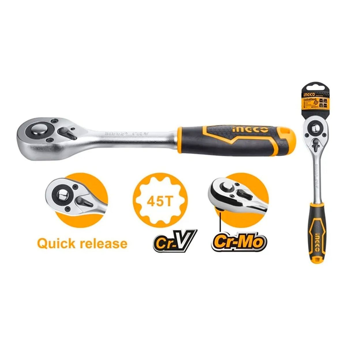 INGCO - Llave Chicharra Cuadrante 3-8 Pulgadas Ingco Hrth0838