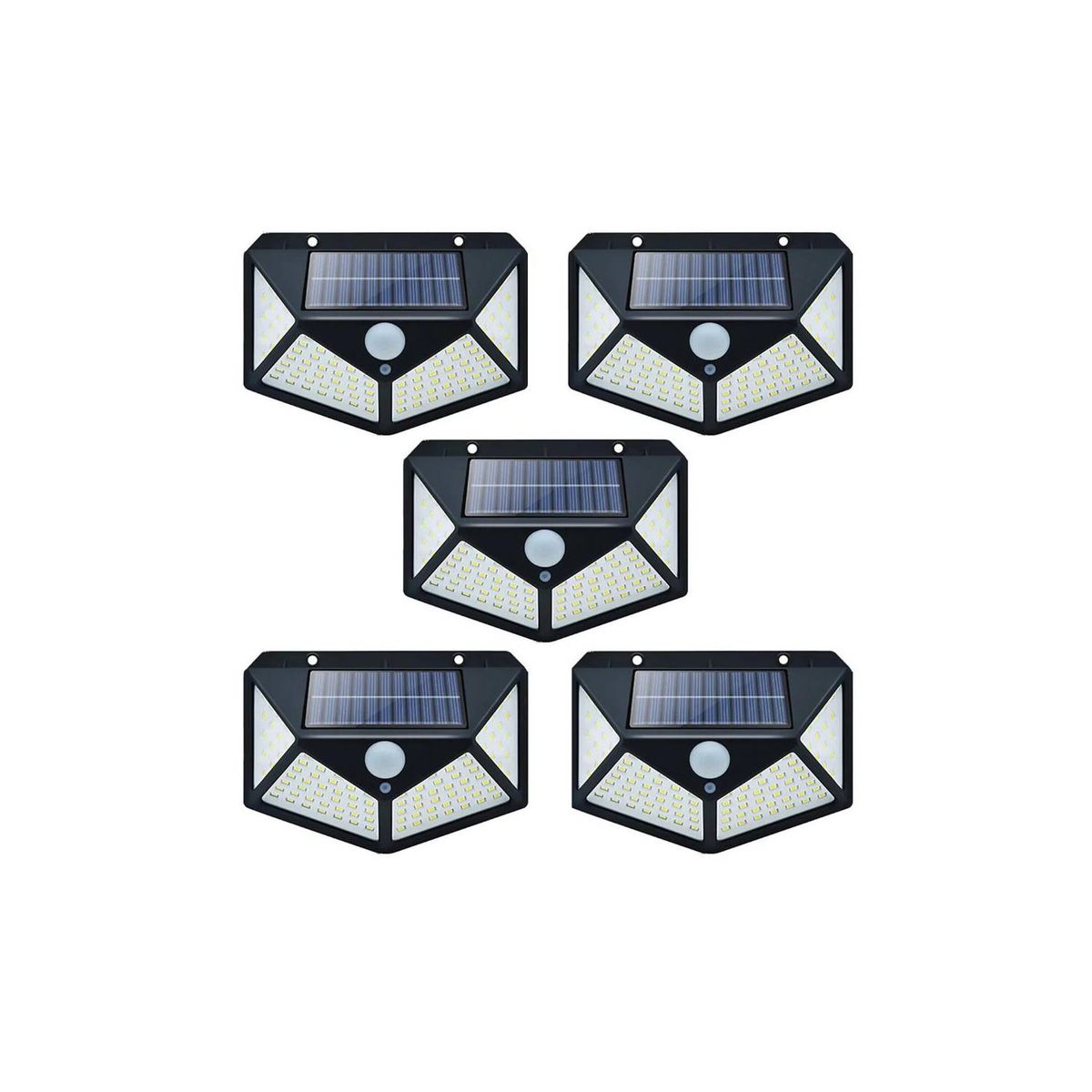 GENERICO - Pack x 5 Focos Solares 100 Led Sensor de Movimiento