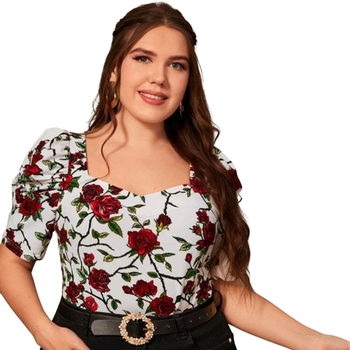 GENERICO - Blusa Poleras Estampada Manga Corta Tallas Plus Size B002