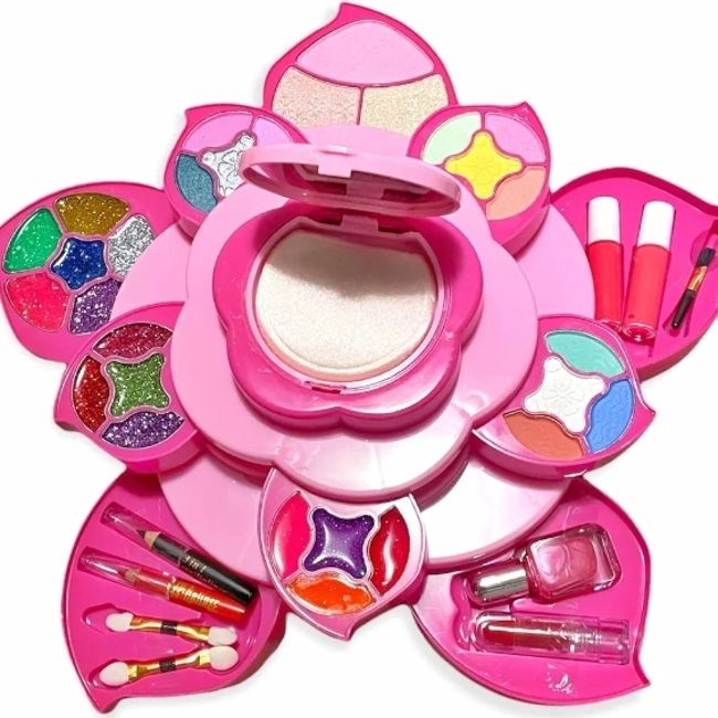 GENERICO - Maquillaje Infantil lavable no tóxico diseño flor 19 tonos