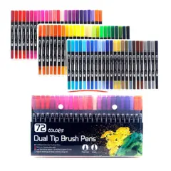 GENERICO - Lápices Plumones Dual Brush Punta Pincel Lettering 72 Color