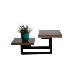 NECTAR - Mesa de centro dos niveles madera de acacia 46x110x50 cm