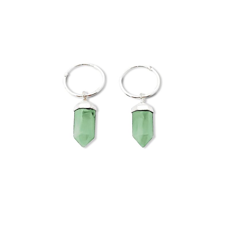 ANDREA COGGIOLA JOYAS - Aros Argollas Péndulo Jade Plata Fina 925