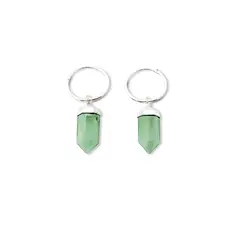 ANDREA COGGIOLA JOYAS - Aros Argollas Péndulo Jade Plata Fina 925