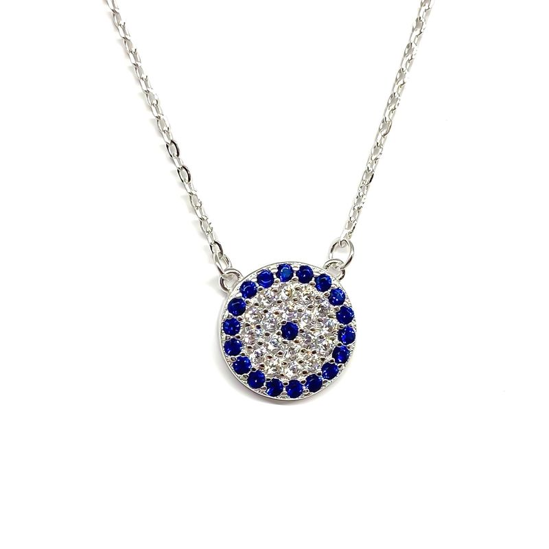ANDREA COGGIOLA JOYAS - Collar Ojo Turco Circón 12mm Plata Fina 925