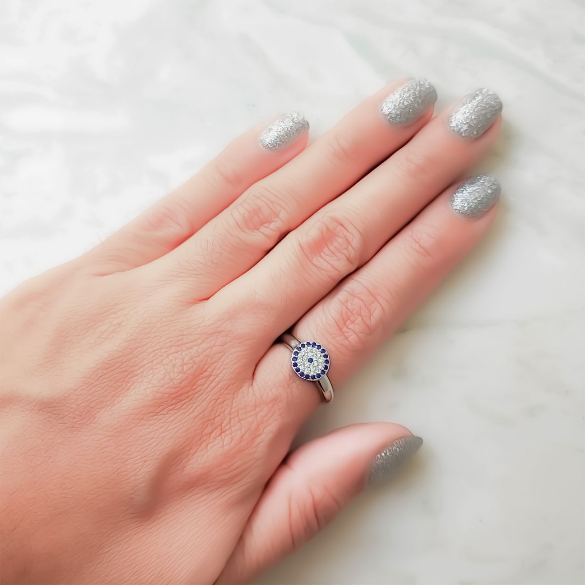 COGGIOLA - Anillo Ojo Turco Circón  #17 Plata Fina 925