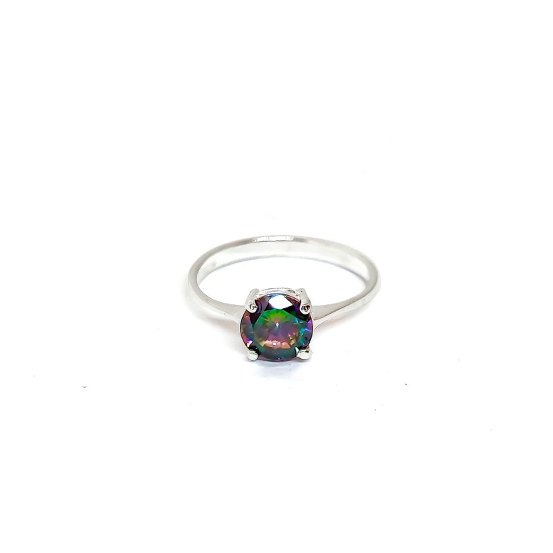 ANDREA COGGIOLA JOYAS - Anillo Solitario 4 Grifas Topacio Místico Plata Fina 925