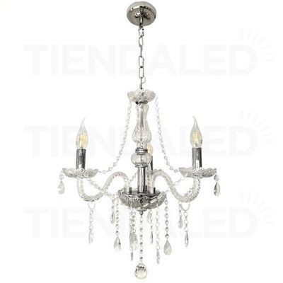 Imagen 2 del producto Lampara Colgante Candelabro Lagrimas De Cristal 3 Soquetes
