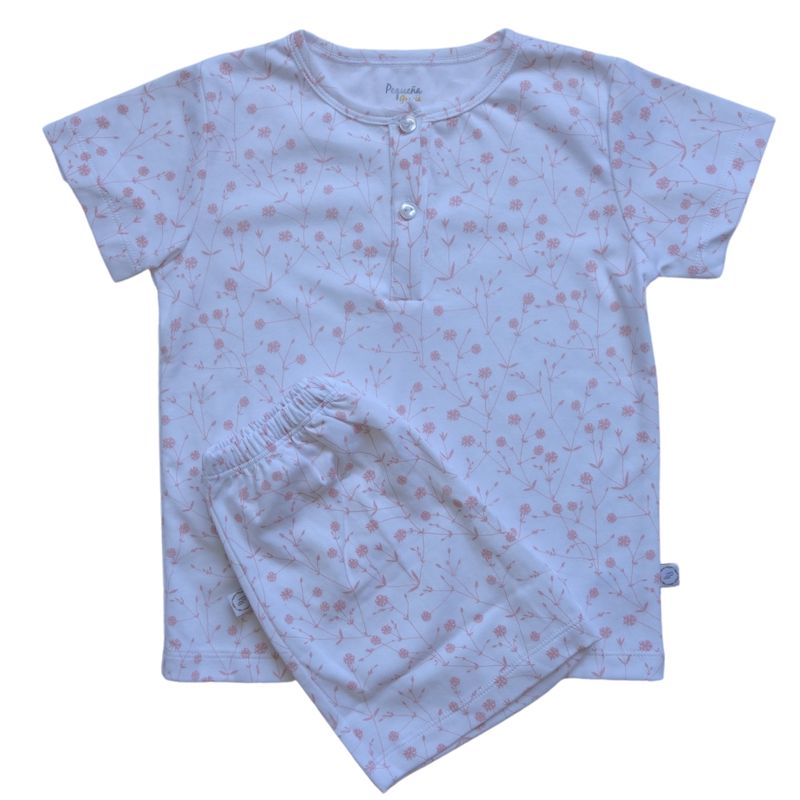 PEQUEÑA GRACIA - Pijama Laura Algodones Rosados M/C 100%  Algodón Pima.