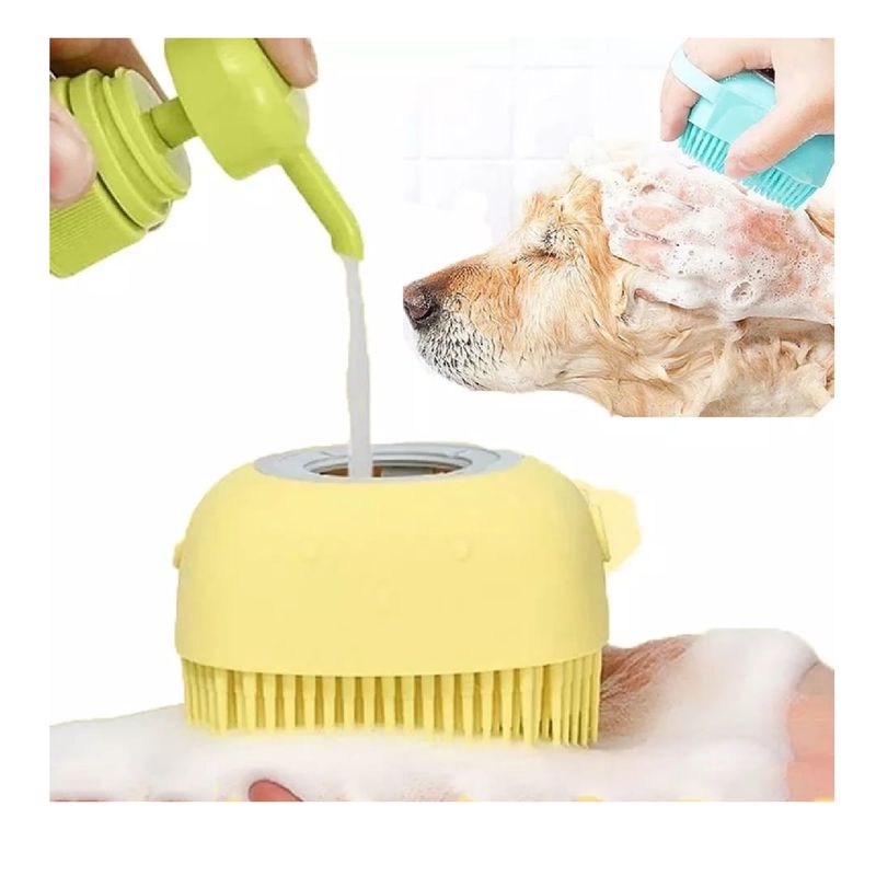 UNIVERSAL - CEPILLO PARA BAÑO CON DISPENSADOR DE JABON COLOR AMARILLO