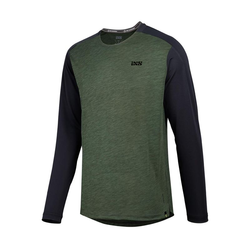 IXS - Jersey Flow X L/S Olive-Solid Black M IXS