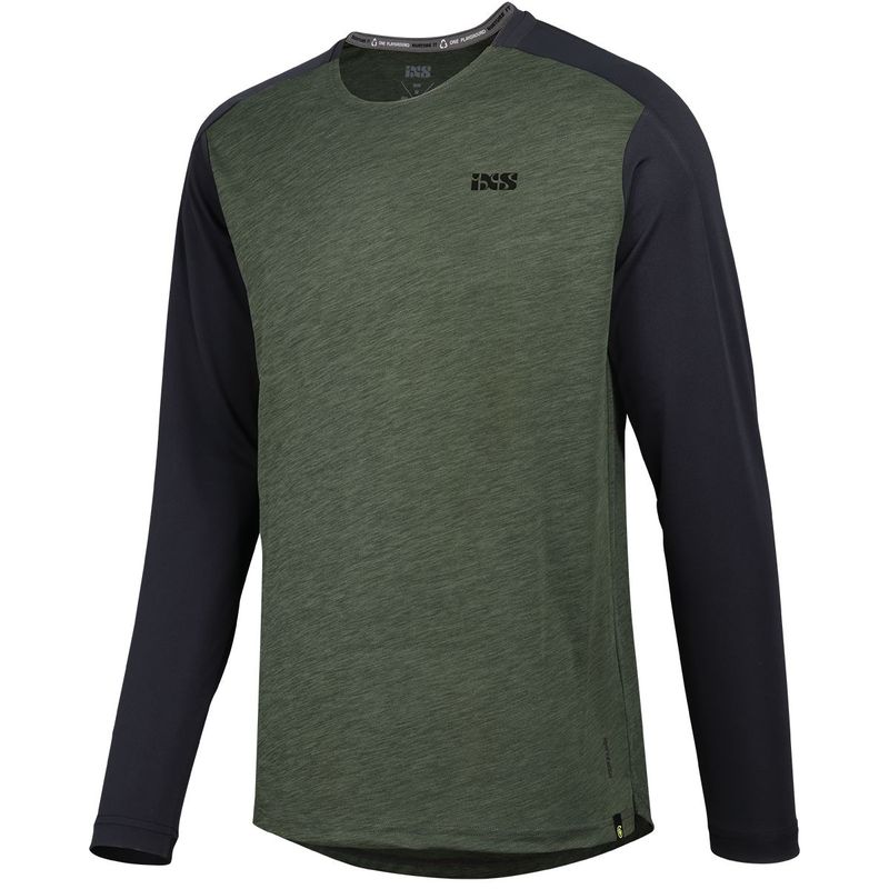 IXS - Jersey Flow X L/S Olive-Solid Black M IXS