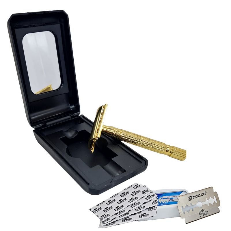 MPROPIA - Maquina Afeitar Sungolden +  Hojas desechables Dorco Prime y Caja