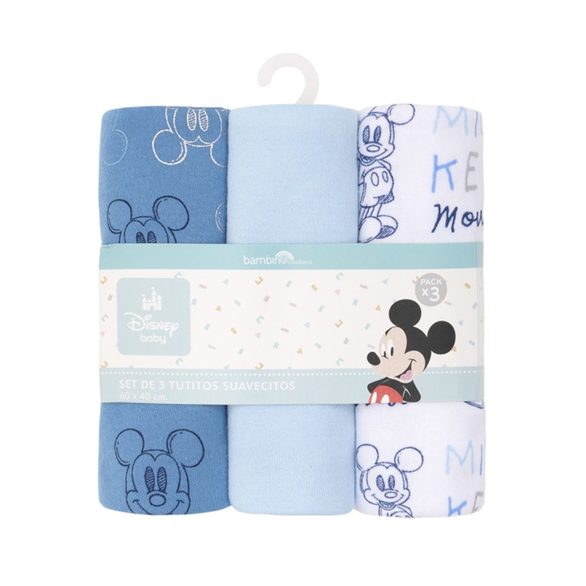 BAMBINO - Set de 3 Pañales Tutos para bebé azules