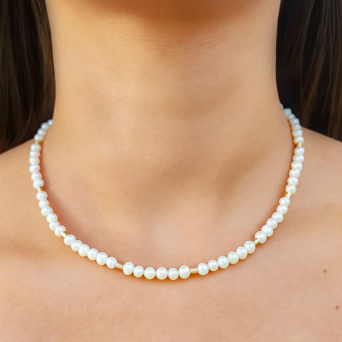 COGGIOLA - Collar Perla De Río Carolina Enchapado Oro 18K