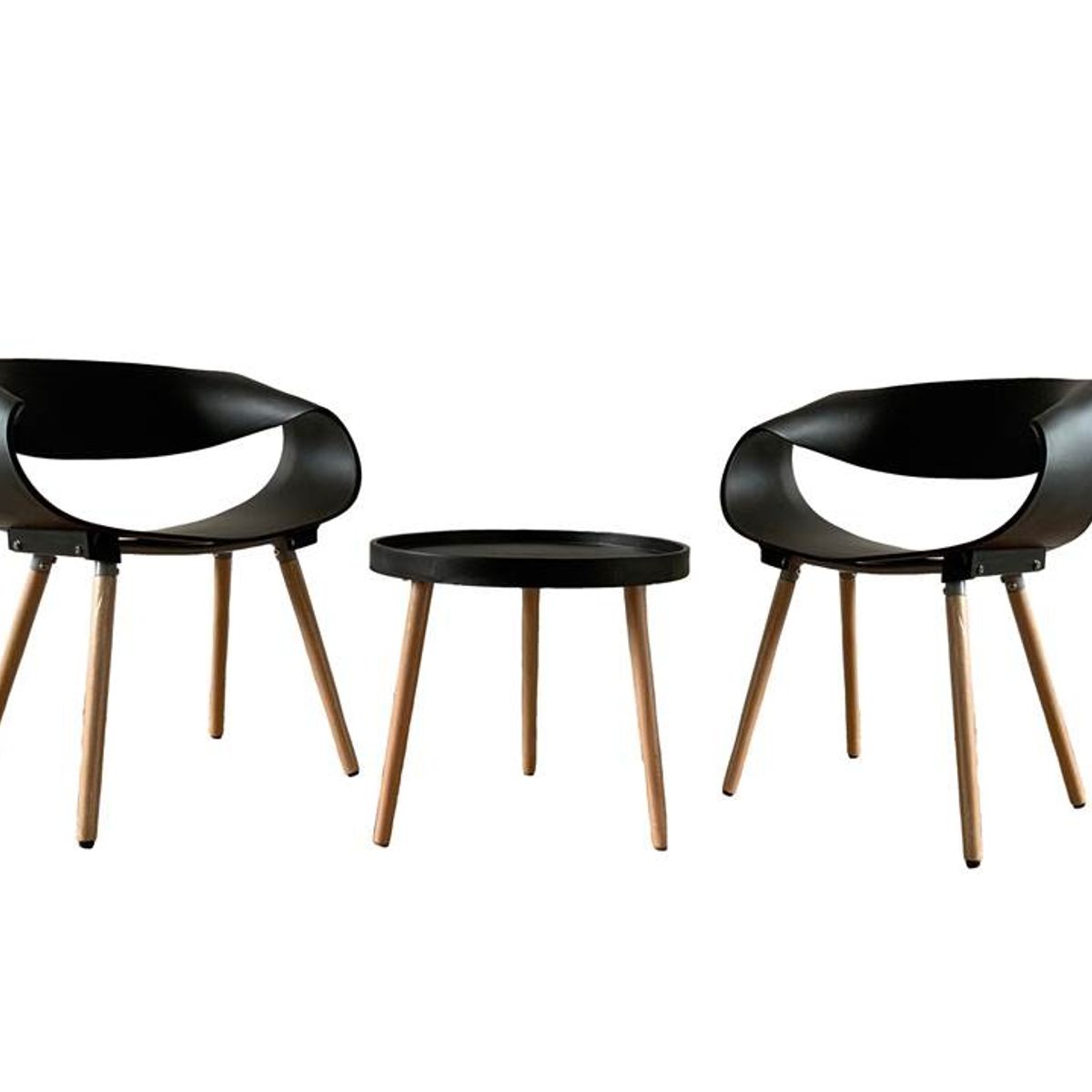 EL BARCO - JUEGO SILLAS + MESA TWIST NEGRO 2 PERSONAS