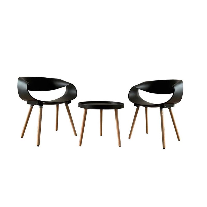 EL BARCO - JUEGO SILLAS + MESA TWIST NEGRO 2 PERSONAS
