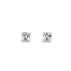 ANDREA COGGIOLA JOYAS - Aros Cuadrados Circón Blanco 8mm Plata Fina 925