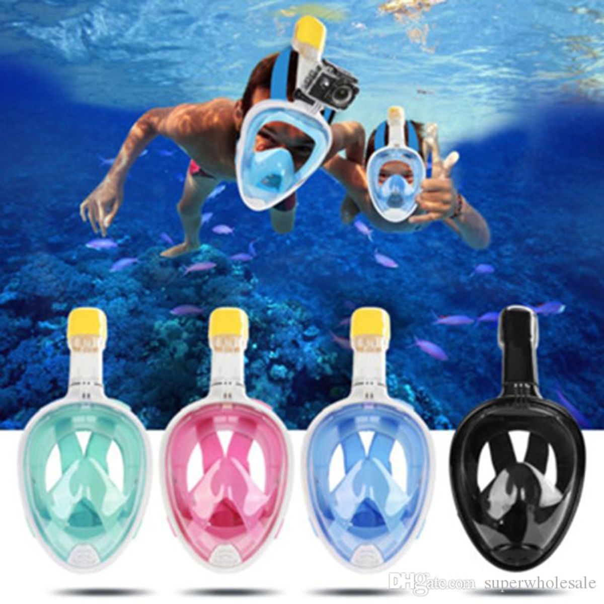 GENERICO - Mascara Buceo Snorkel Mascara Base Gopro Antiempañante Pro