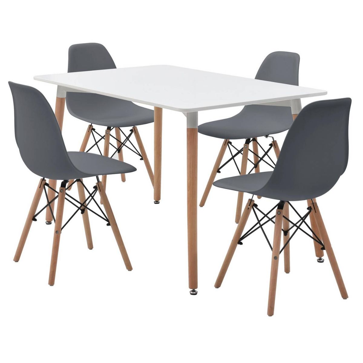 GENERICO - Comedor Rectangular 120x80 - 4 sillas gris