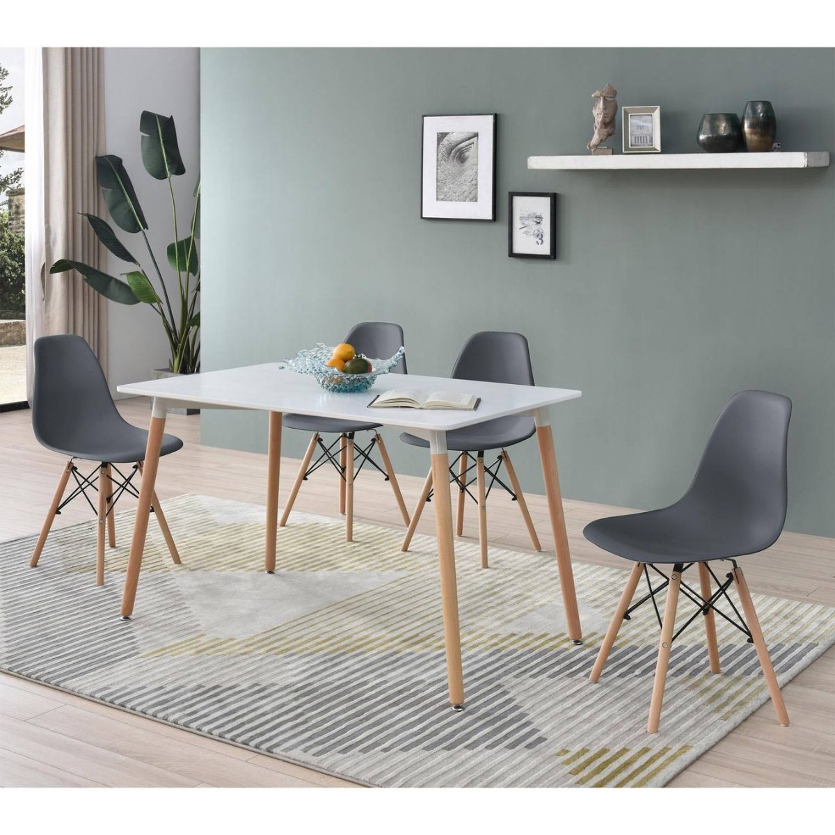 GENERICO - Comedor Rectangular 120x80 - 4 sillas gris