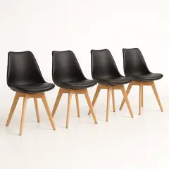 KLIK - Pack de 4 Sillas Tulip Acolchadas Negras