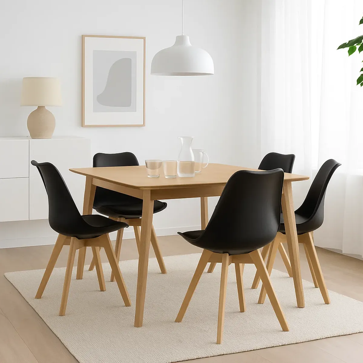 KLIK - Pack de 4 Sillas Tulip Acolchadas Negras KLIK