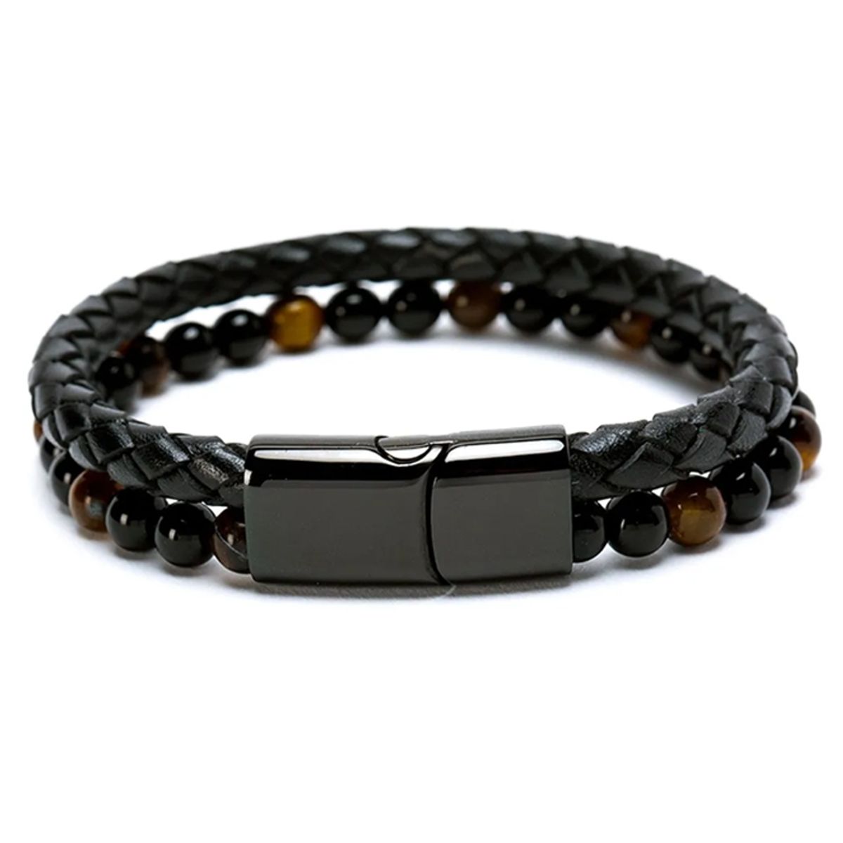 KUANGYE - Pulsera De Piedra Cuero Broche Elegante Juvenil