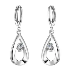KUANGYE - Aros Bañado en plata Pendientes Gota Agua Simples Mujer