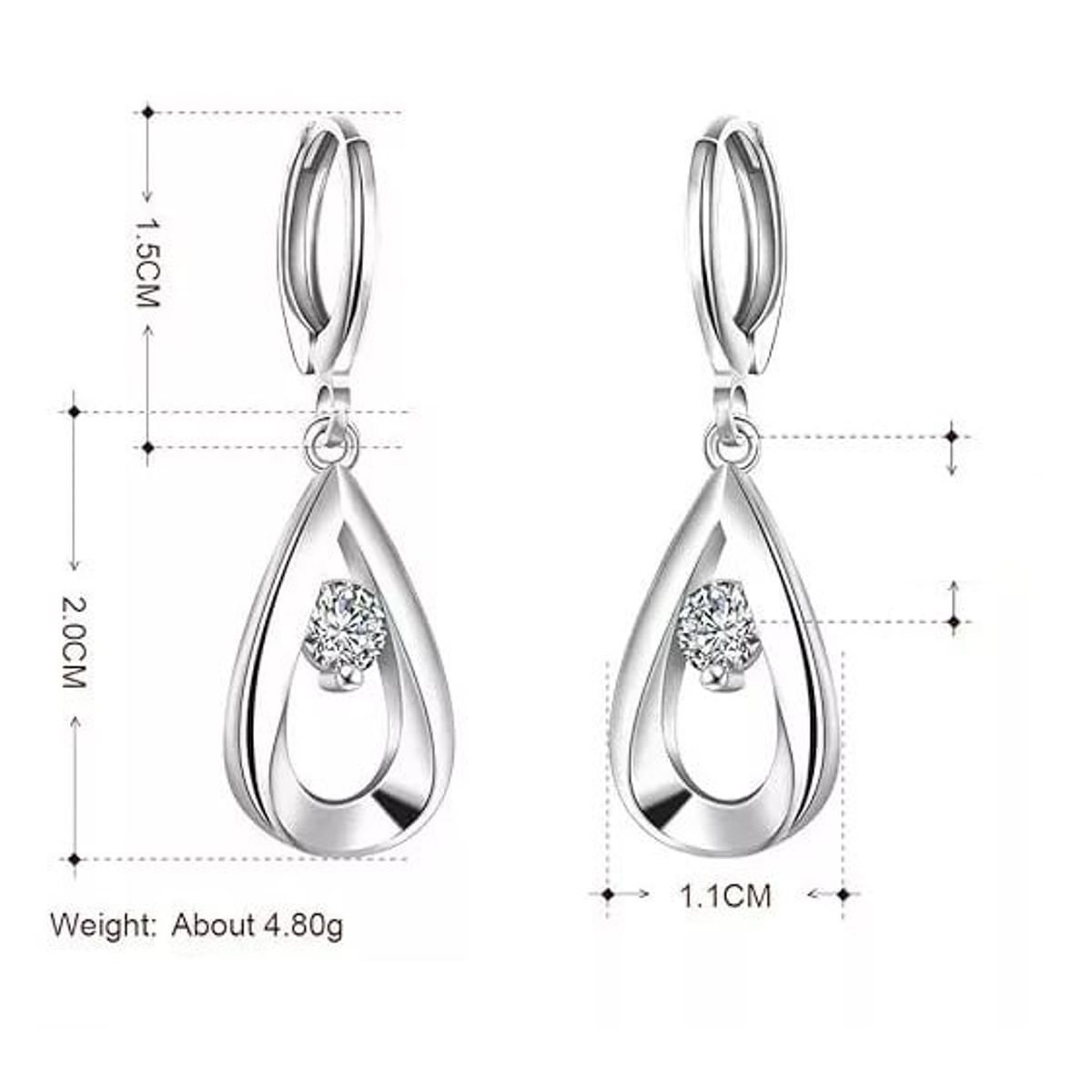 KUANGYE - Aros Bañado en plata Pendientes Gota Agua Simples Mujer