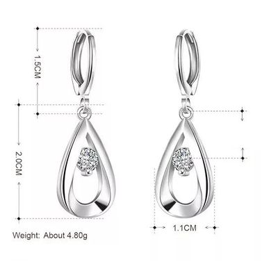 Imagen 2 del producto Aros Bañado en plata Pendientes Gota Agua Simples Mujer