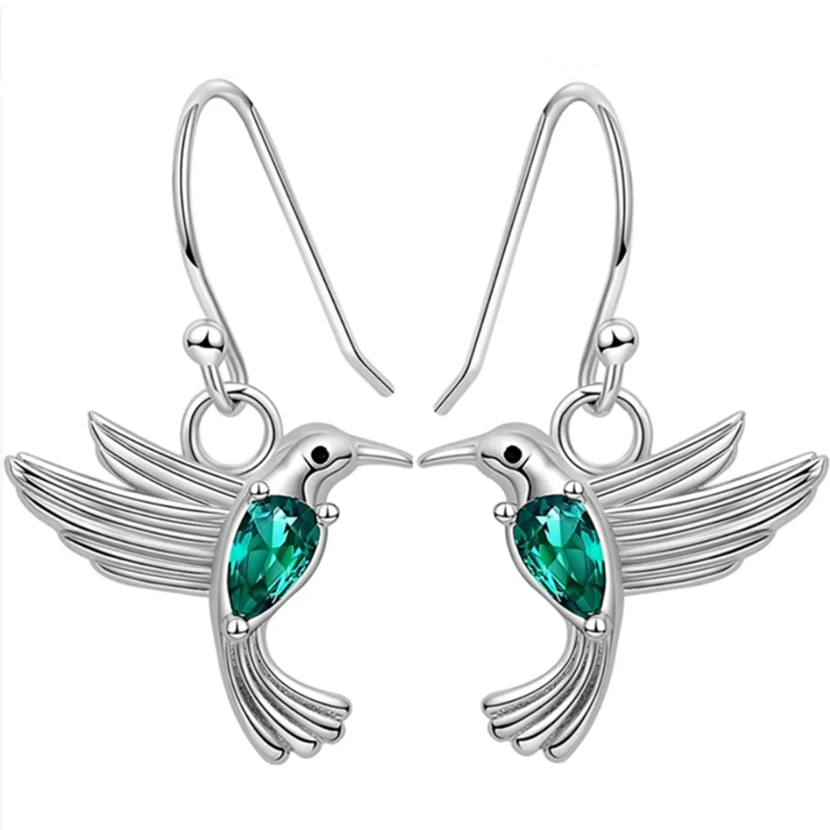KUANGYE - Aros Colibrí Pendientes Bañado en plata Joya Mujer Regalo