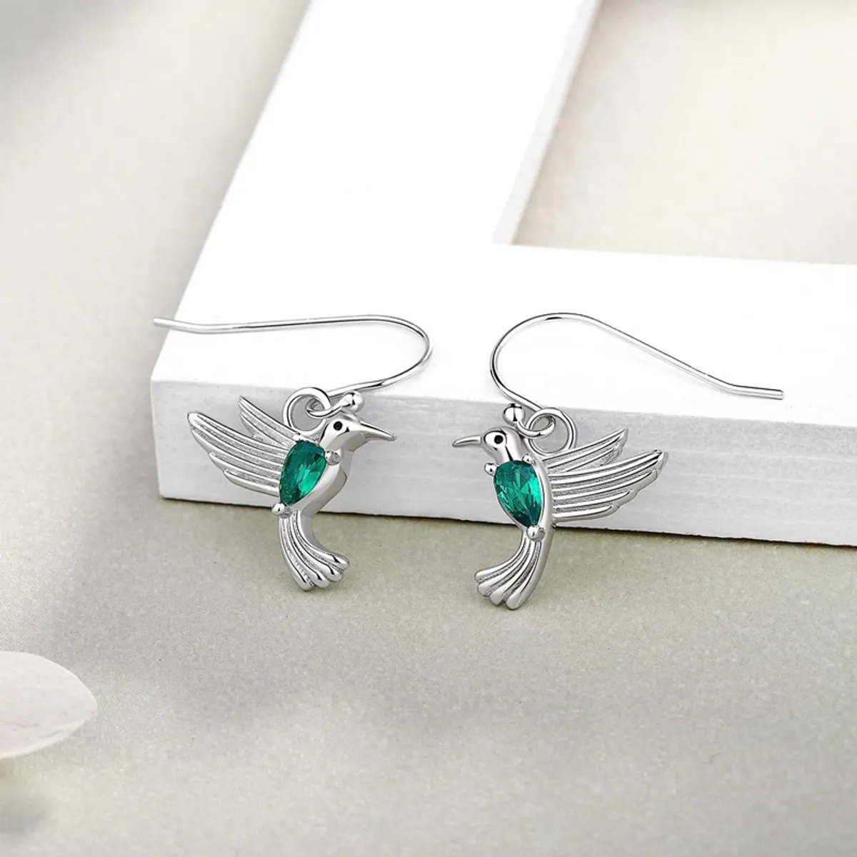 KUANGYE - Aros Colibrí Pendientes Bañado en plata Joya Mujer Regalo