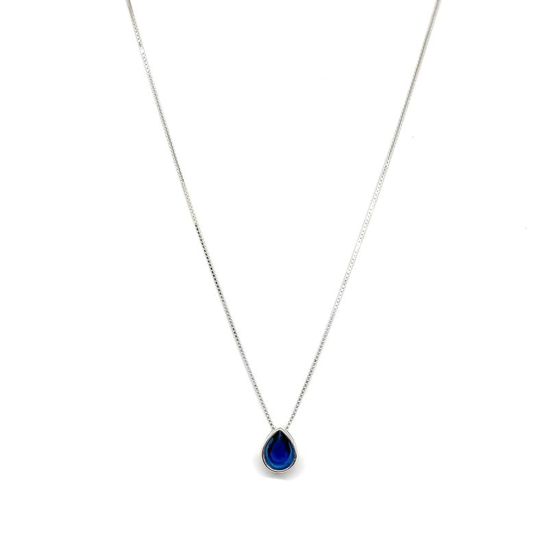 ANDREA COGGIOLA JOYAS - Collar Punto De Luz Gota Azul 45cm Plata Fina 925