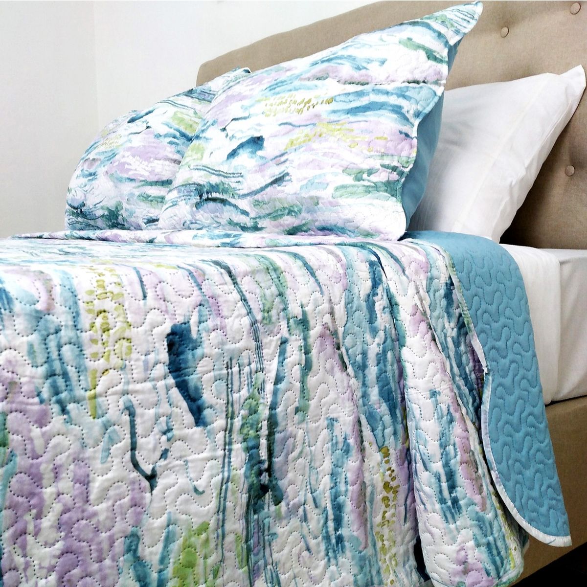 CHANTILLY - Cubrecama Microfibra Estampado Acuarela 2 Plazas CHANTILLY