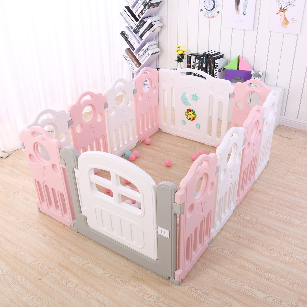 BEBECO - Corral Seguridad Bebe Rosado Musical 153x116 cms Bebeco