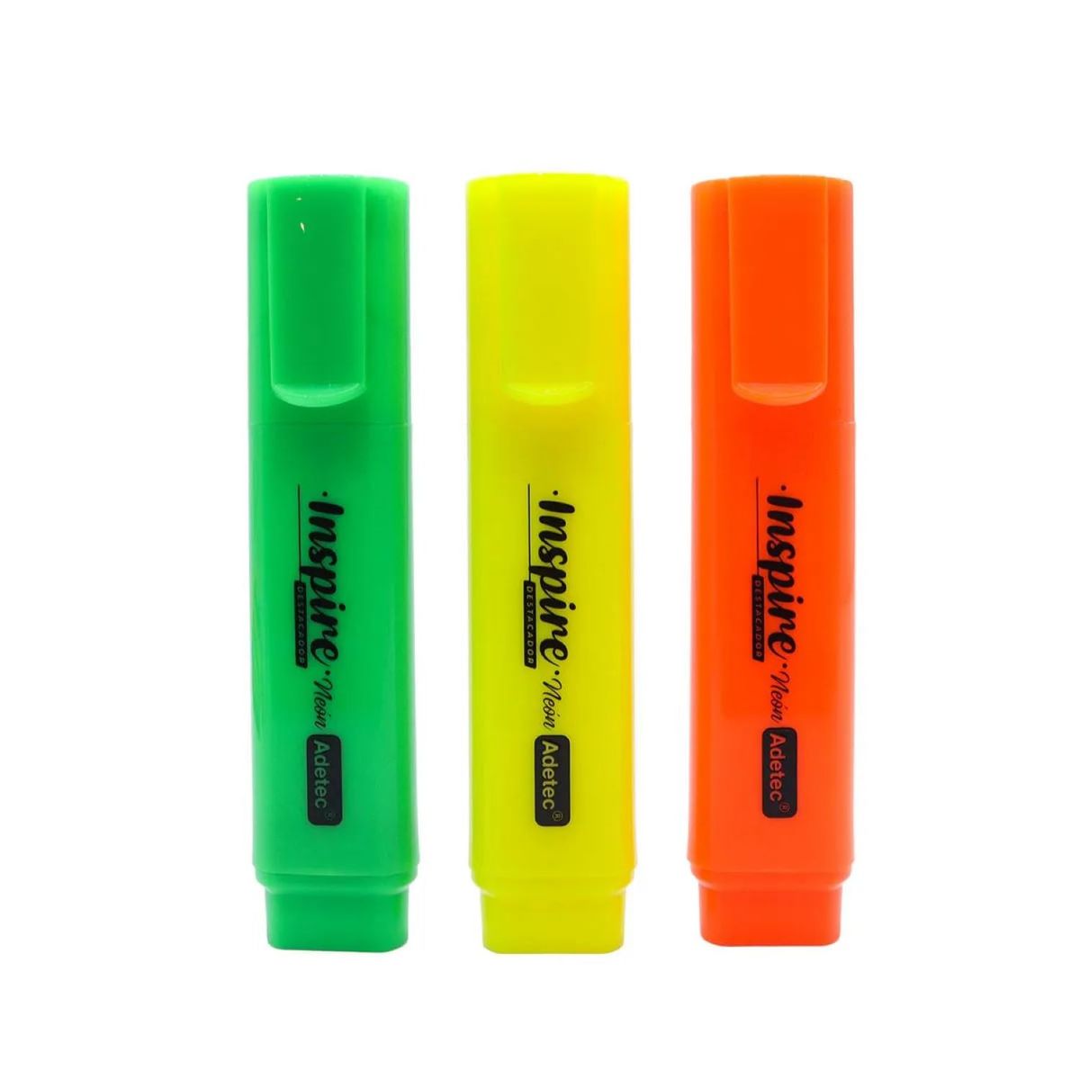 ADETEC - Destacadores Adetec 3 Unidades Amarillo, Verde Y Naranjo