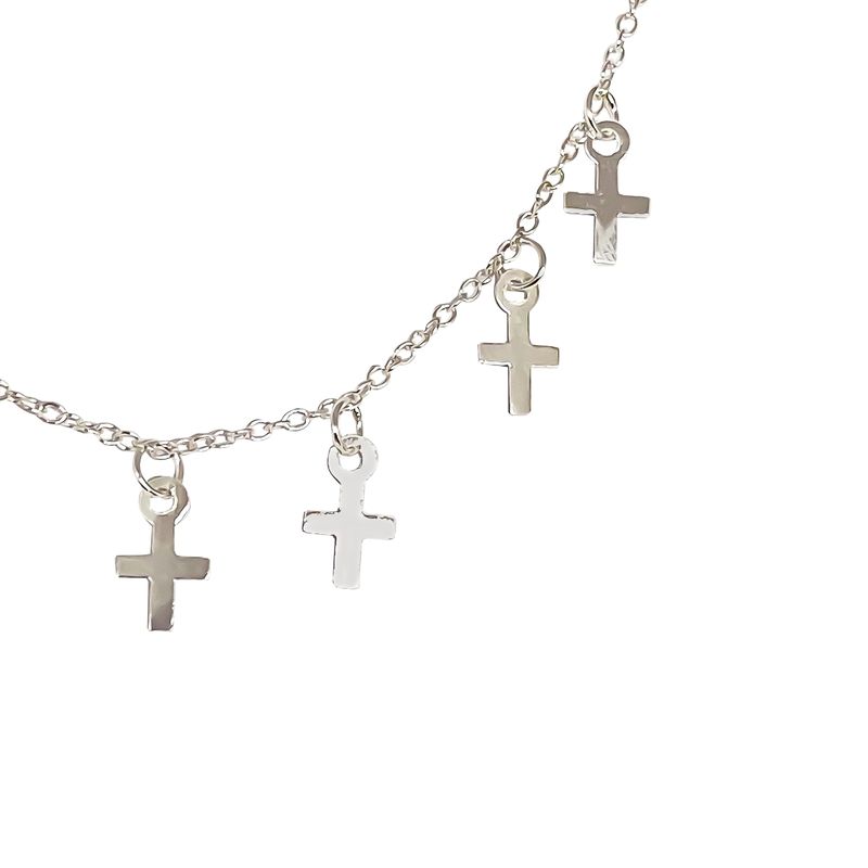 ANDREA COGGIOLA JOYAS - Collar Choker Cruces Plata Fina 925