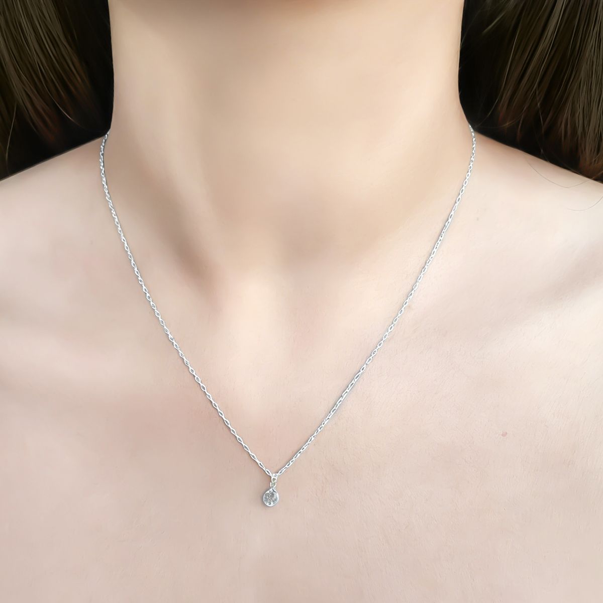 COGGIOLA - Collar Punto De Luz Cadena Eslabón Plata Fina 925