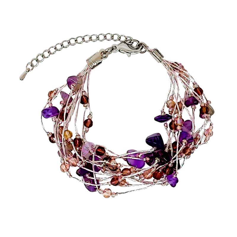 ANDREA COGGIOLA JOYAS - Pulsera Amatista Hilo Seda Morado