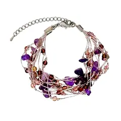 ANDREA COGGIOLA JOYAS - Pulsera Amatista Hilo Seda Morado