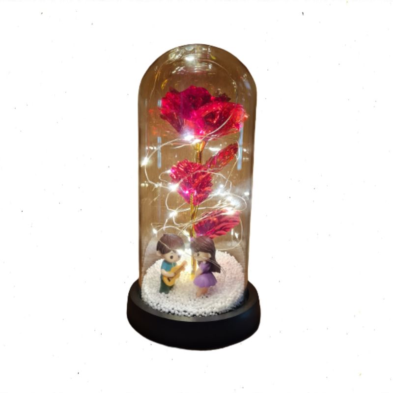 GENERICO - Rosa Eterna Luz Led Flor Eterna Artificial Cupula De Vidrio