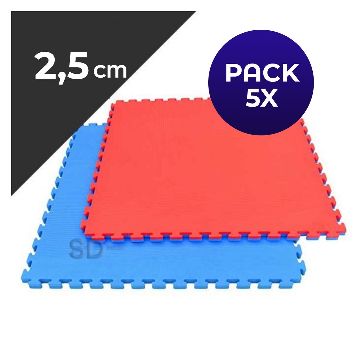 SDFIT - Tatami 2,5 cm 100 cm x 100 cm Rojo Azul Pack 5 Unidades