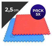 Tatami 2,5 cm 100 cm x 100 cm Rojo Azul Pack 5 Unidades