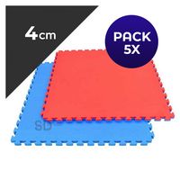 Tatami 4 cm 100 cm x 100 cm Rojo Azul Pack 5 Unidades