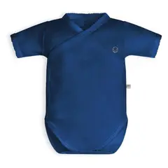 POMPON PIMA - Body Cruzado Manga Corta bebé - Azul - Algodon Pima -