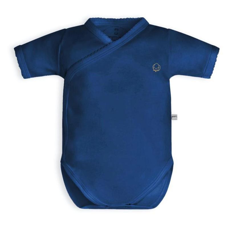 POMPON PIMA - Body Cruzado Manga Corta bebé - Azul - Algodon Pima - Pompon Pima