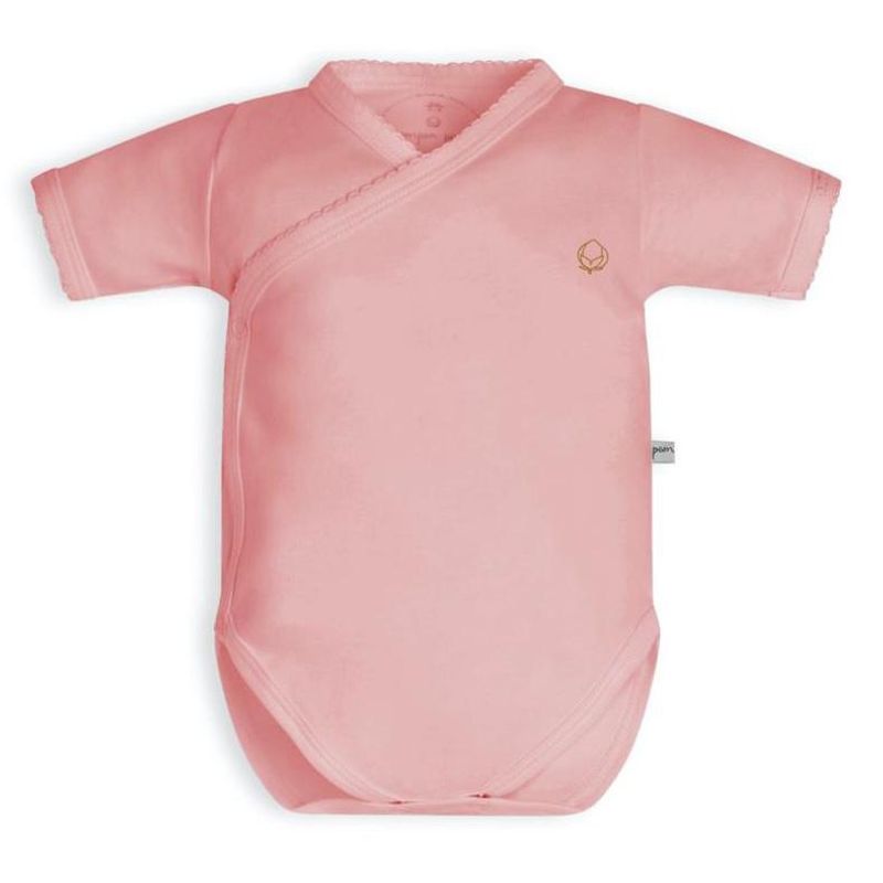 POMPON PIMA - Body Cruzado Manga Corta bebé niña- Rosa - Algodon Pima - Pompon Pima