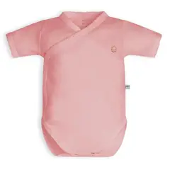 POMPON PIMA - Body Cruzado Manga Corta bebé niña- Rosa - Algodon Pima -
