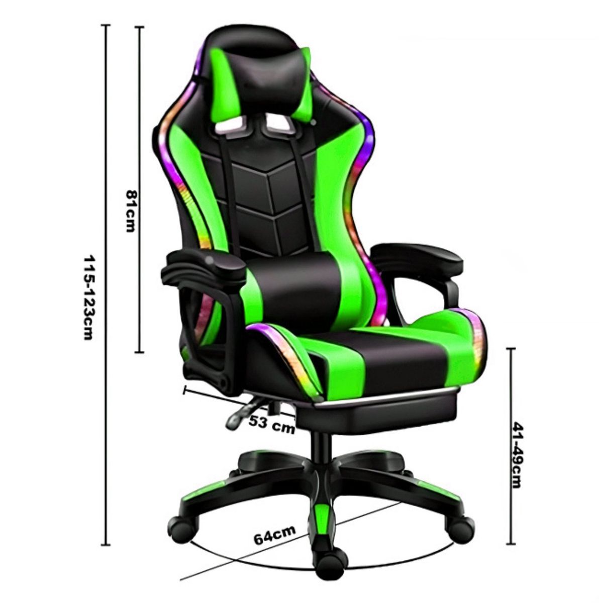 CRUSEC - Silla Gamer Con Luz Led y Masajeador Color Verde